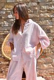 Sundaze Cheesecloth Chalk Stripe Boyfriend Shirt Rose